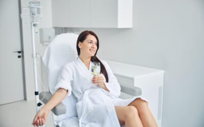 patient receiving ketamine infusion therapy under professional medical supervision in clinical setting